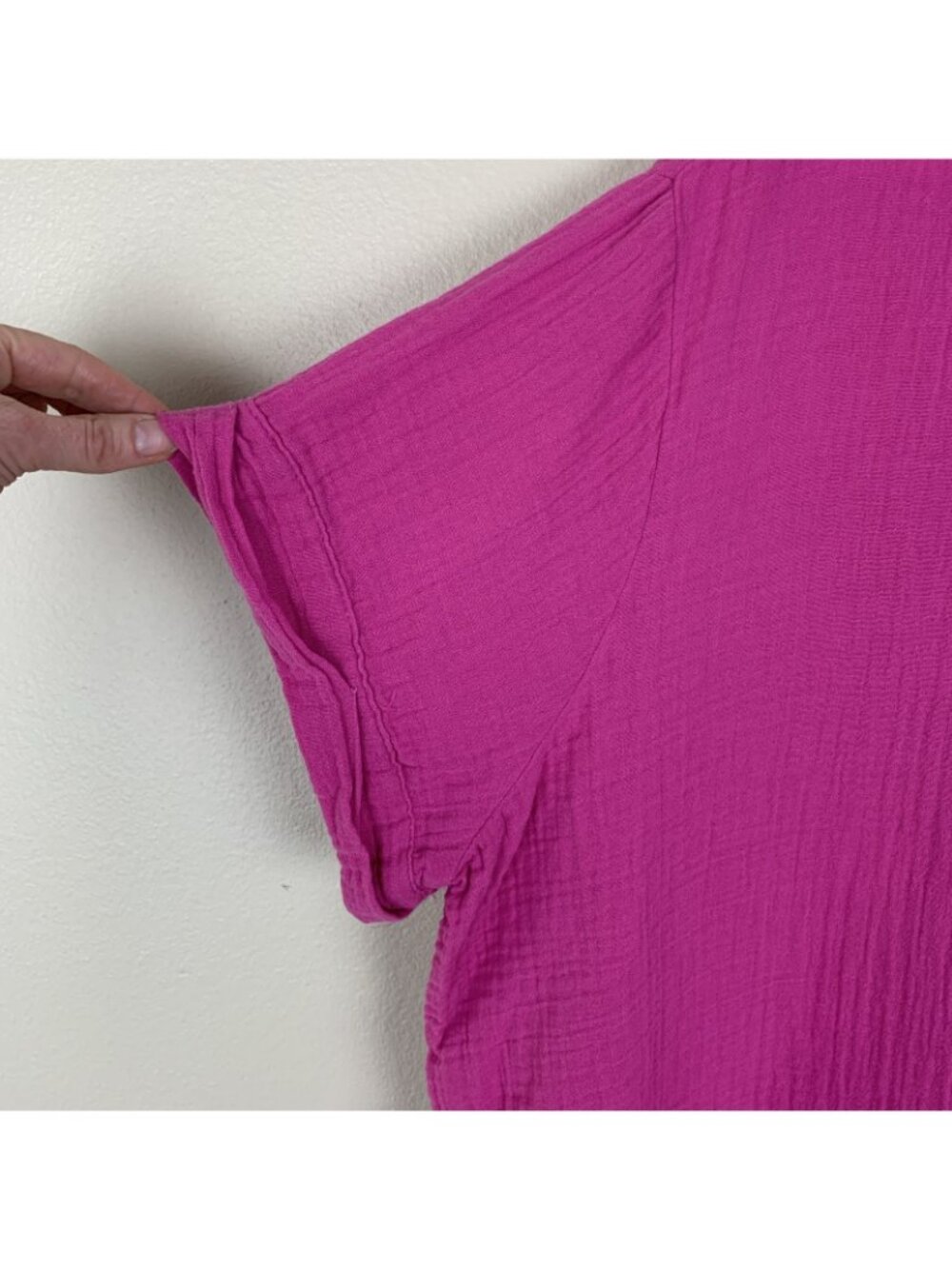 Lane Bryant Blouse Womens 24 Short Sleeve Pink Guazy Beachy Boho V Neck Cotton - Picture 5 of 14